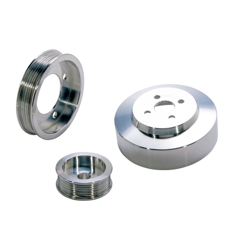 BBK 94-95 Mustang 5.0 Underdrive Pulley Kit - Lightweight CNC Billet Aluminum (3pc) - Crew Original
