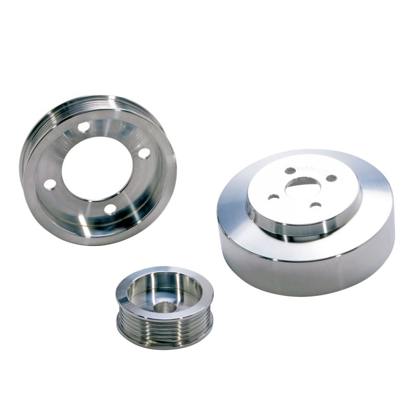 BBK 94-95 Mustang 5.0 Underdrive Pulley Kit - Lightweight CNC Billet Aluminum (3pc) - Crew Original