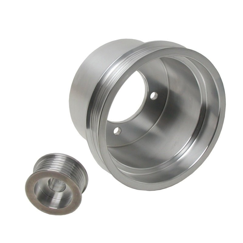 BBK 94-98 Mustang 3.8 V6 Underdrive Pulley Kit - Lightweight CNC Billet Aluminum (2pc) - Crew Original