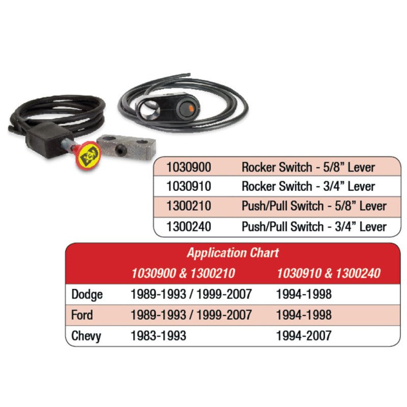 BD Diesel Push/Pull Switch Kit Exhaust Brake - 5/8in Manual Lever - Crew Original