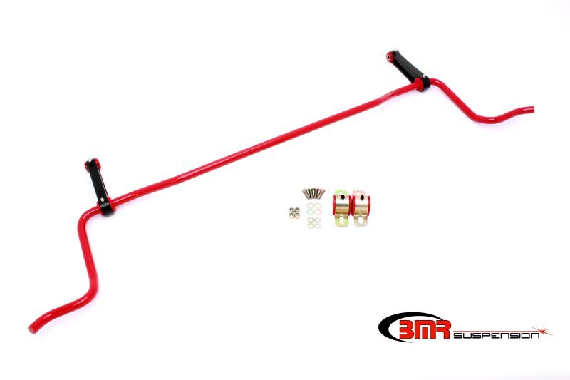 BMR 05-10 S197 Mustang Rear Solid 22mm Sway Bar Kit w/ Bushings & Billet Links - Red - Crew Original