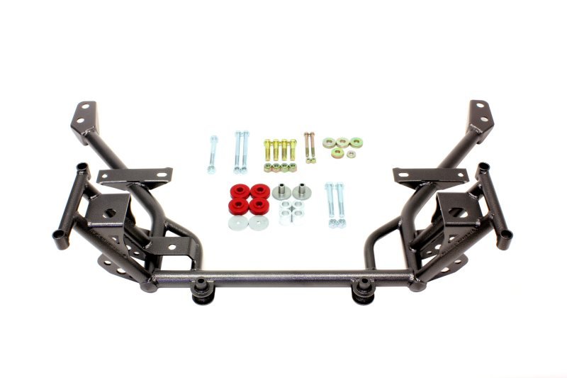 BMR 05-14 S197 Mustang K-Member w/ 1/2in Lowered Motor Mount and STD. Rack Mounts - Black Hammertone - Crew Original