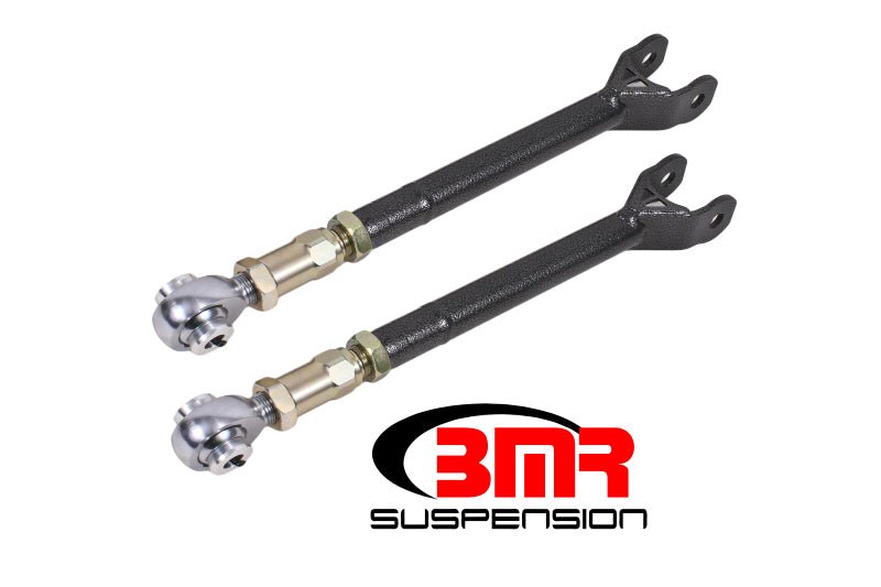 BMR 08-17 Challenger Lower Trailing Arms w/ On-Car Adj. Rod Ends - Black Hammertone - Crew Original