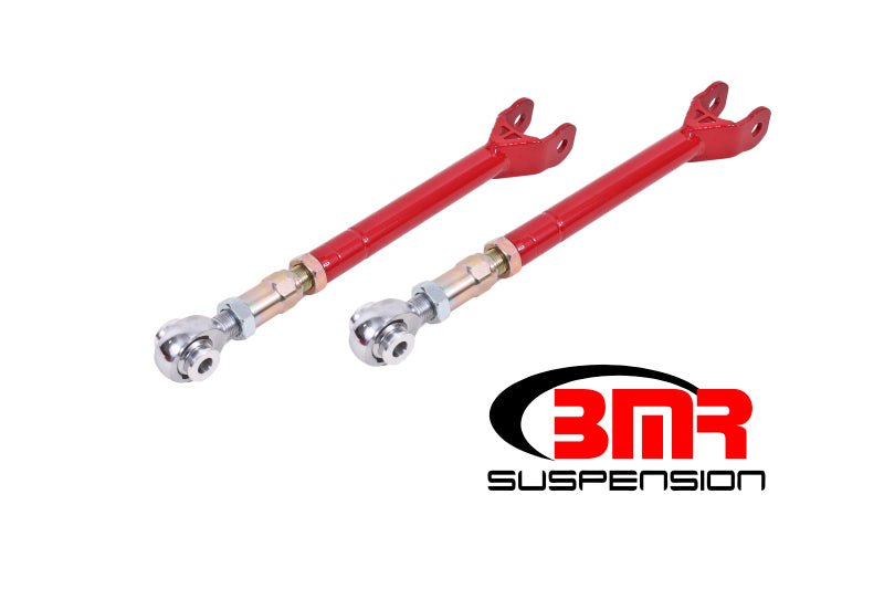 BMR 08-17 Challenger Lower Trailing Arms w/ On-Car Adj. Rod Ends - Red - Crew Original
