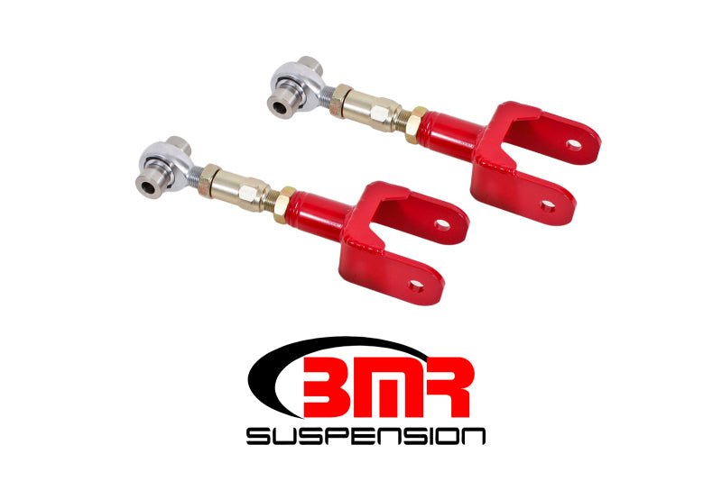 BMR 79-04 Fox Mustang Upper Control Arms On-Car Adj. Rod Ends - Red - Crew Original