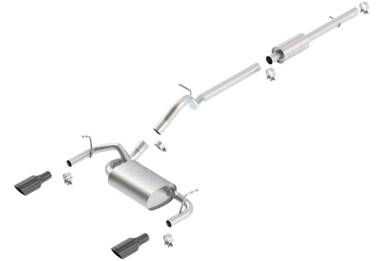 Borla 12-16 Jeep Wrangler 3.6L AT/MT 4DR 4WD S SQ RL AC SR 2.5in 2in TIP 3.5inx3.28in Black Chrome - Crew Original