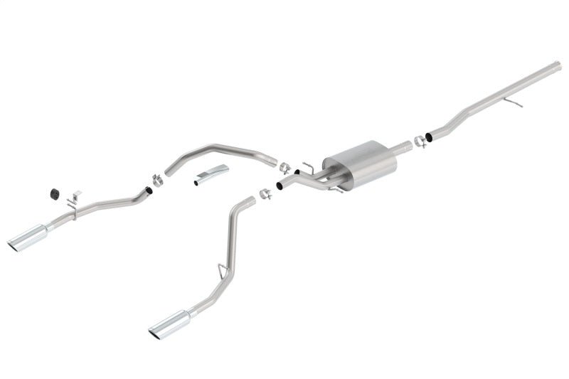 Borla 14 Silv/Sierra 1500 C/B S-Type Exh/2.75in Into Dual 2.25in Out 4in Tip Split Rear Exit - Crew Original