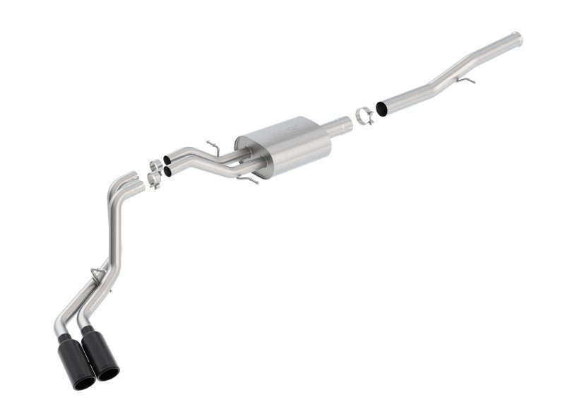 Borla 14 Silv/Sierra 1500 EC Std/CC Short 143.5in WB S-Type Black Tip Dual Rolled Side Exit CB Exht - Crew Original