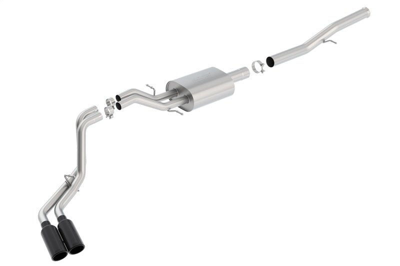 Borla 14 Silv/Sierra 1500 EC Std/CC Short 143.5in WB S-Type Black Tip Dual Rolled Side Exit CB Exht - Crew Original