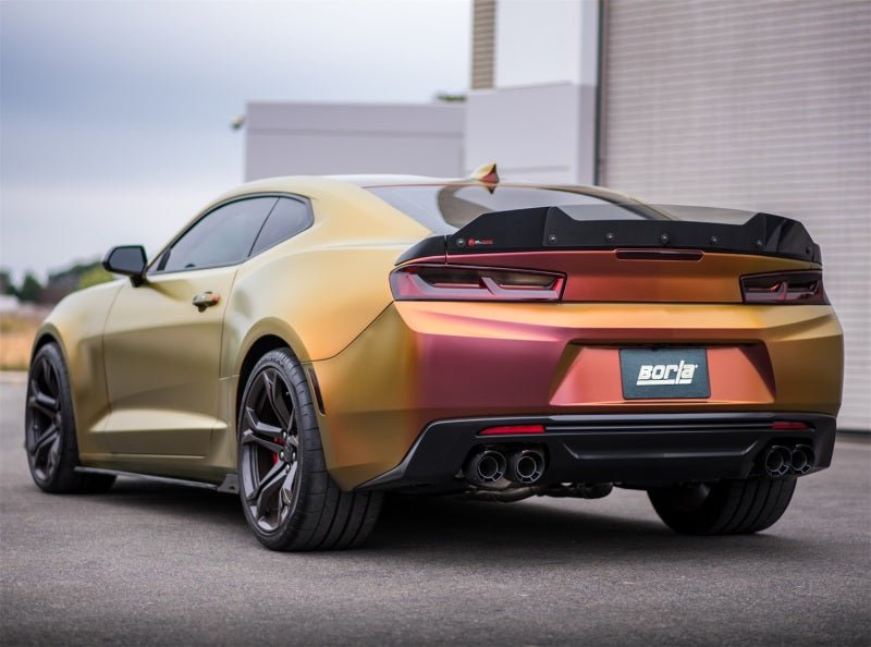 Borla 16-17 Chevy Camaro 6.2L 4in Dual CF Tips w/Black Core Dual Split Exit ATAK Catback Exhaust - Crew Original