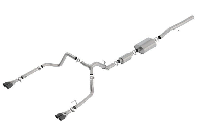 Borla 19 Chevrolet Silverado/GMC Sierra 1500 6.2L SS (S-Type) Catback Exhaust - Black Chrome Tips - Crew Original