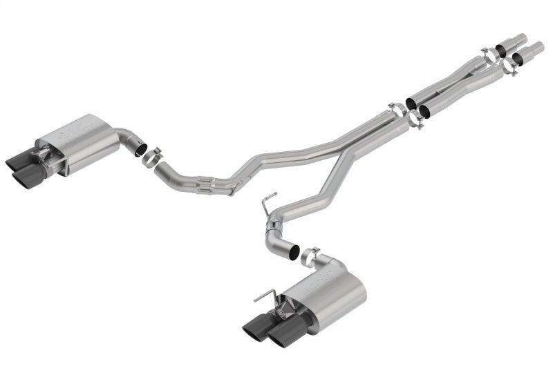Borla 2018 Ford Mustang GT 5.0L AT/MT 3in ATAK Catback Exhaust Black Chrome Tips w/ Valves - Crew Original