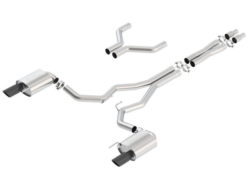 Borla Atak Cat-Back 15-17 Ford Mustang GT 5.0L V8 MT/AT 3in pipe 4in Black Chrome Tips - Crew Original