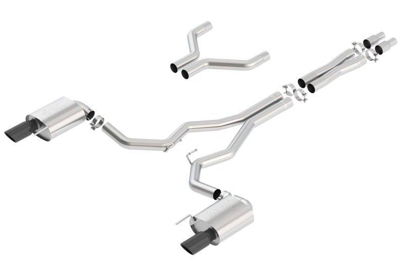 Borla Atak Cat-Back 15-17 Ford Mustang GT 5.0L V8 MT/AT 3in pipe 4in Black Chrome Tips - Crew Original
