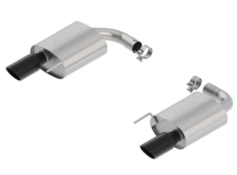 Borla Atak S Rear Section 15-17 Ford Mustang GT 5.0L V8 MT/AT 2.5in pipe 4in tip (Black Chrome) - Crew Original