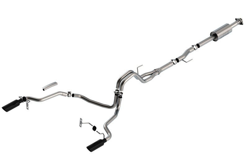 Borla F-150 2021 2.7L/3.5L 4dr CC SB EC STB Lar/KingR/Plnum/LTD 3/2.25 SRE CB S-Type BLK CHR Tips - Crew Original