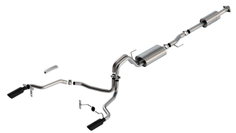 Borla F-150 2021 3.3L CC SB EC STB XL/XLT/Lariat/KR/Plnm/LTD 3/2.25 SRE Cat-Back S-Type BLK CHR Tips - Crew Original
