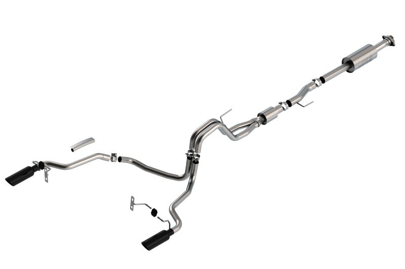 Borla F-150 2021 5.0L 4dr CC SB EC STB Lariat/KR/Pltnm/LTD 3/2.25 SRE Cat-Back S-Type Black CHR Tips - Crew Original