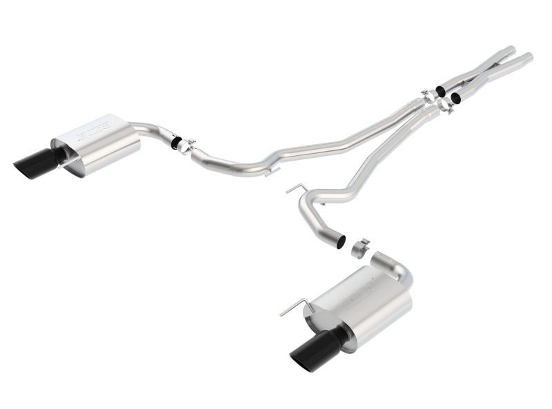 Borla S-Type Cat-Back 15-17 Ford Mustang GT 5.0L V8 MT/AT 2.5in pipe 4in tip (Black Chrome) - Crew Original