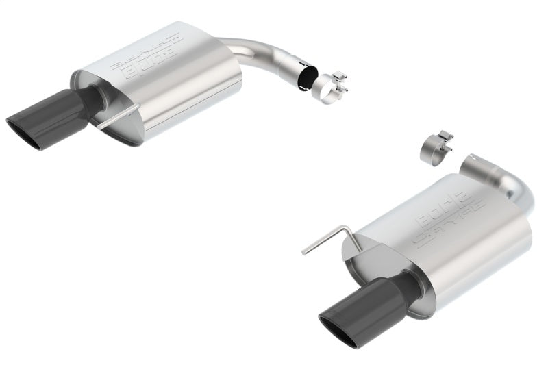 Borla S-Type Rear Section 15-17 Ford Mustang GT 5.0L V8 MT/AT 2.5in pipe 4in tip (Black Chrome) - Crew Original