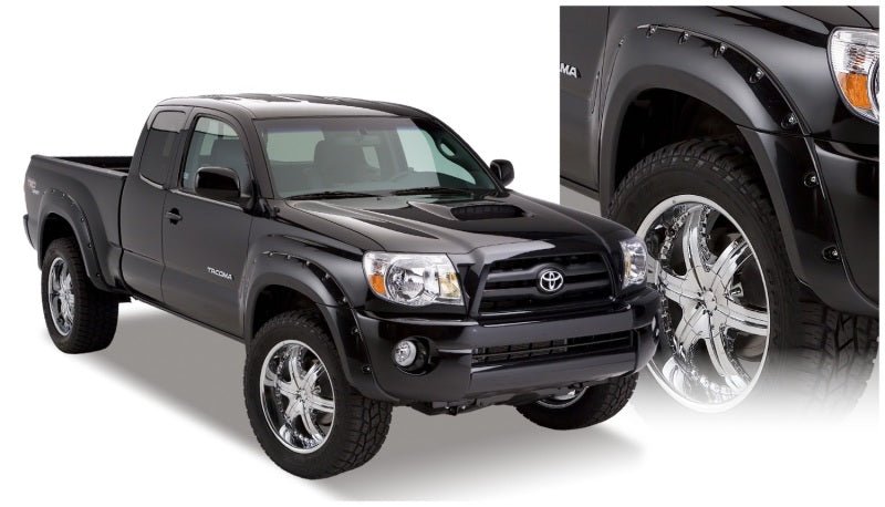Bushwacker 05-11 Toyota Tacoma Fleetside Pocket Style Flares 4pc 73.5in Bed - Black - Crew Original
