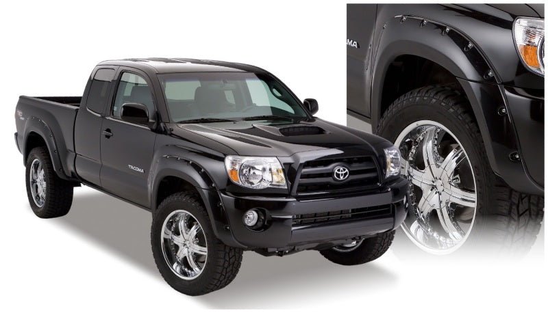 Bushwacker 05-11 Toyota Tacoma Fleetside Pocket Style Flares 4pc 73.5in Bed - Black - Crew Original