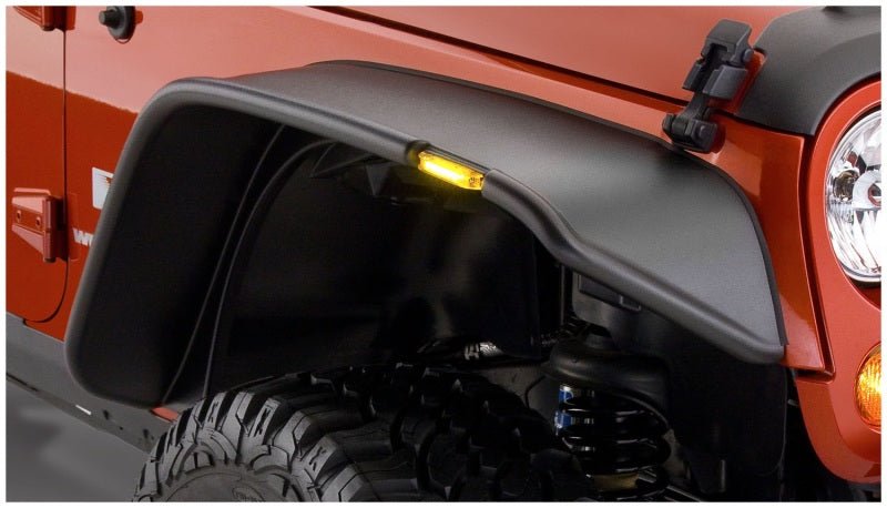 Bushwacker 07-18 Jeep Wrangler Flat Style Flares 2pc - Black - Crew Original