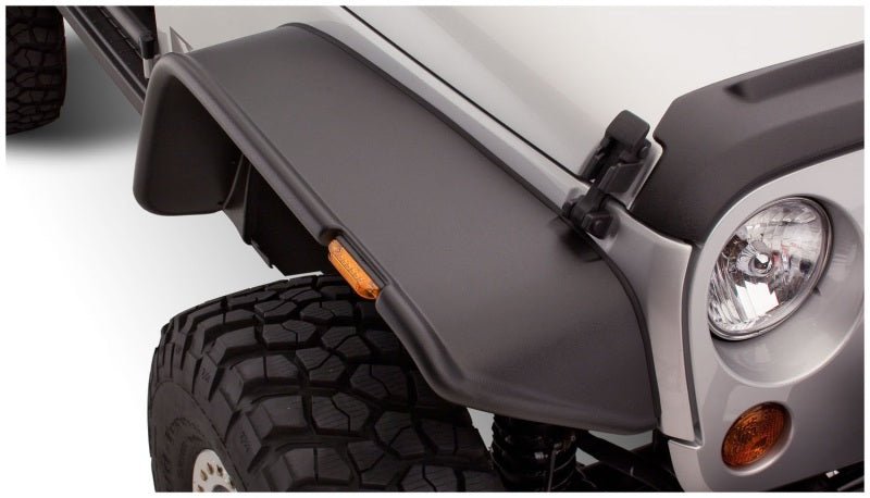 Bushwacker 07-18 Jeep Wrangler Flat Style Flares 2pc - Black - Crew Original