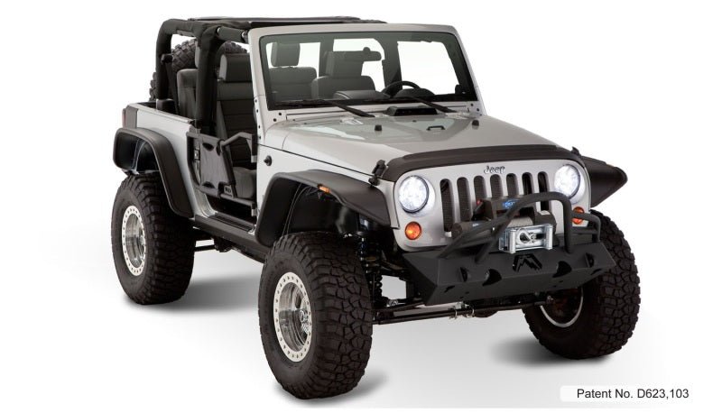 Bushwacker 07-18 Jeep Wrangler Flat Style Flares 4pc Fits 2-Door Sport Utility Only - Black - Crew Original