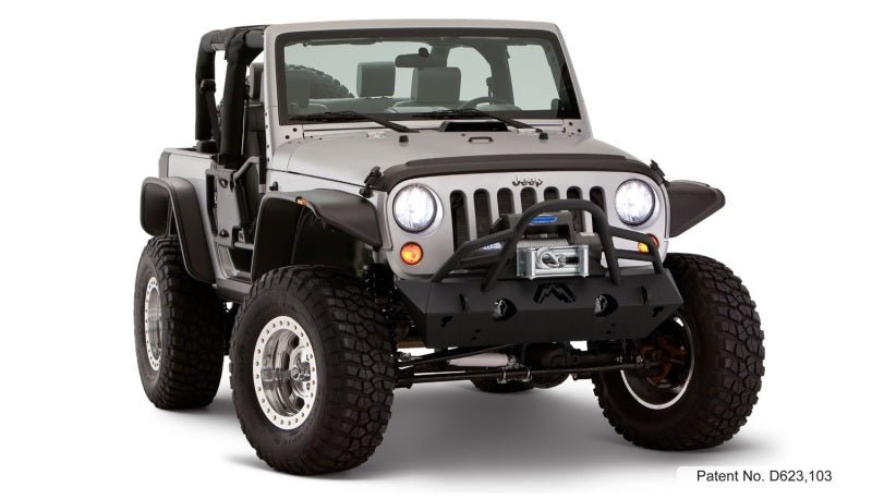 Bushwacker 07-18 Jeep Wrangler Flat Style Flares 4pc Fits 2-Door Sport Utility Only - Black - Crew Original