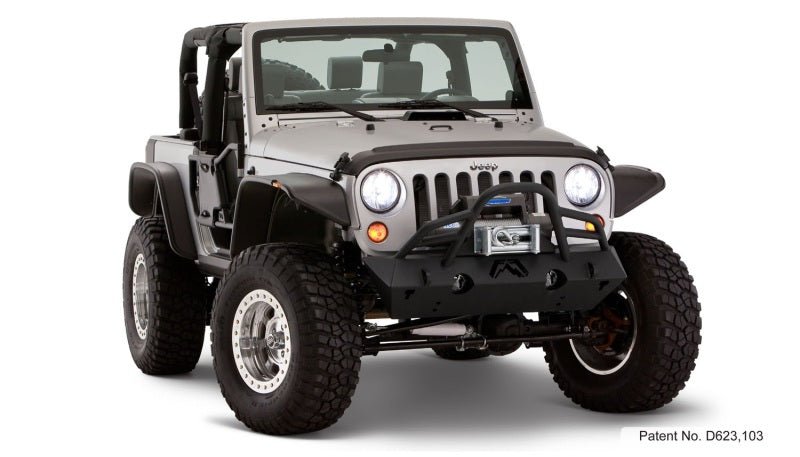 Bushwacker 07-18 Jeep Wrangler Flat Style Flares 4pc Fits 2-Door Sport Utility Only - Black - Crew Original