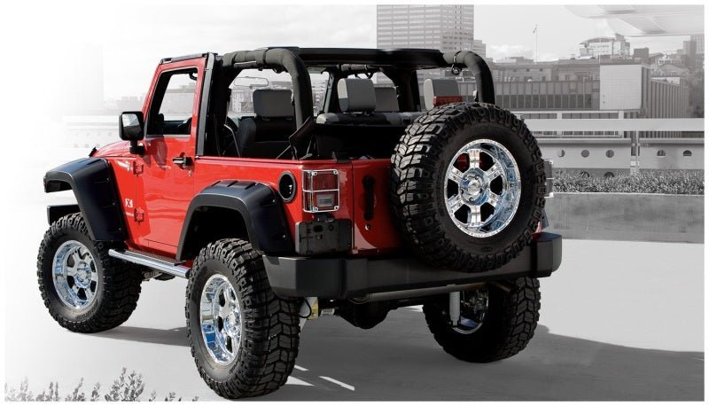 Bushwacker 07-18 Jeep Wrangler Max Pocket Style Flares 2pc Extended Coverage - Black - Crew Original