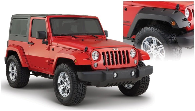 Bushwacker 07-18 Jeep Wrangler Pocket Style Flares 2pc - Black - Crew Original