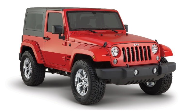 Bushwacker 07-18 Jeep Wrangler Pocket Style Flares 2pc Fits 2-Door Sport Utility Only - Black - Crew Original