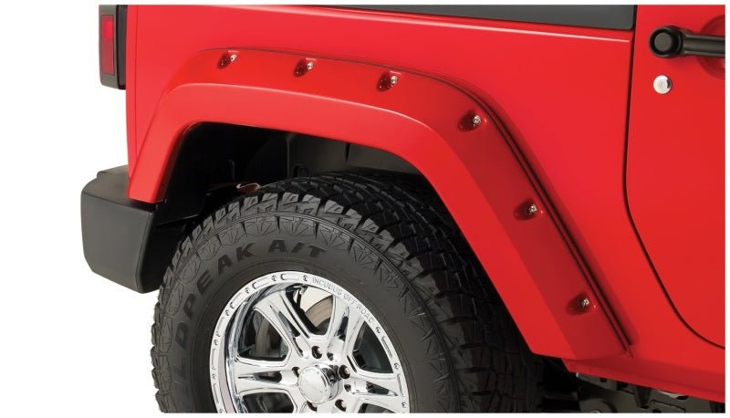 Bushwacker 07-18 Jeep Wrangler Pocket Style Flares 2pc Fits 2-Door Sport Utility Only - Black - Crew Original
