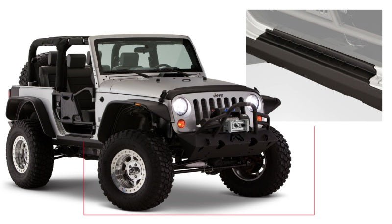 Bushwacker 07-18 Jeep Wrangler Trail Armor Rocker Panel and Sill Plate Cover - Black - Crew Original
