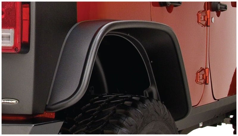 Bushwacker 07-18 Jeep Wrangler Unlimited Flat Style Flares 2pc 4-Door Sport Utility Only - Black - Crew Original