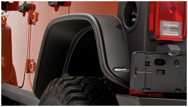 Bushwacker 07-18 Jeep Wrangler Unlimited Flat Style Flares 2pc 4-Door Sport Utility Only - Black - Crew Original