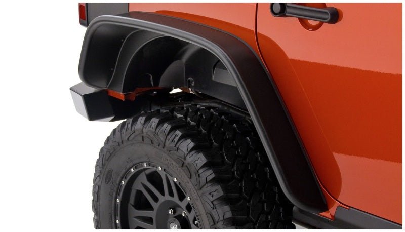 Bushwacker 07-18 Jeep Wrangler Unlimited Flat Style Flares 2pc 4-Door Sport Utility Only - Black - Crew Original