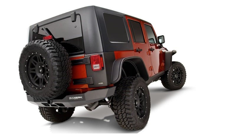 Bushwacker 07-18 Jeep Wrangler Unlimited Flat Style Flares 4pc 4-Door Sport Utility Only - Black - Crew Original