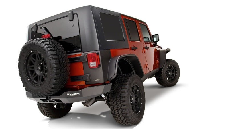 Bushwacker 07-18 Jeep Wrangler Unlimited Flat Style Flares 4pc 4-Door Sport Utility Only - Black - Crew Original