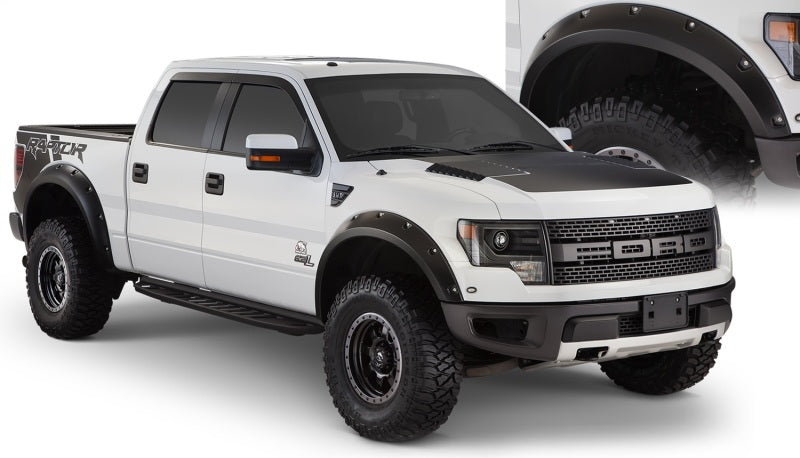 Bushwacker 10-14 Ford F-150 SVT Raptor Pocket Style Flares 4pc - Black - Crew Original