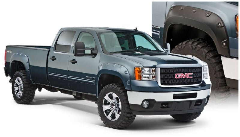 Bushwacker 11-14 GMC Sierra 3500 Fleetside Boss Pocket Style Flares 4pc Excludes Dually - Black - Crew Original
