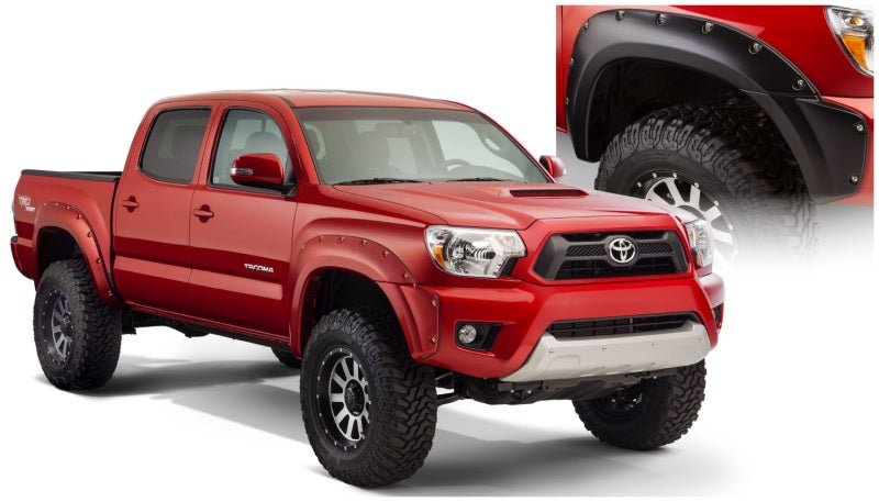 Bushwacker 12-15 Toyota Tacoma Fleetside Pocket Style Flares 4pc 60.3in Bed - Black - Crew Original