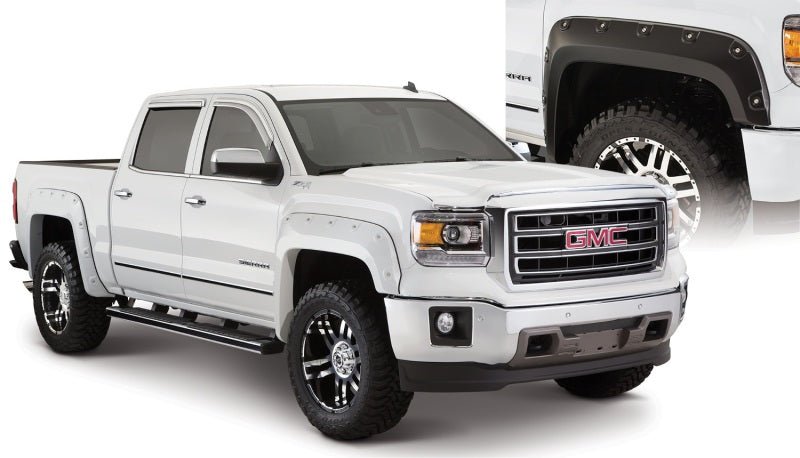 Bushwacker 14-15 GMC Sierra 1500 Fleetside Boss Pocket Style Flares 4pc 69.3/78.8/97.6in Bed - Black - Crew Original