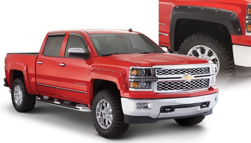Bushwacker 14-18 Chevy Silverado 1500 Fleetside Pocket Style Flares 4pc - Black - Crew Original
