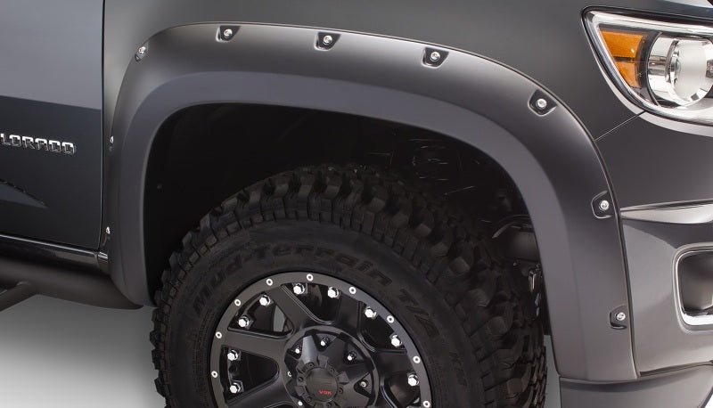 Bushwacker 15-18 Chevy ado Fleetside Pocket Style Flares 4pc 74.0in Bed - Black - Crew Original