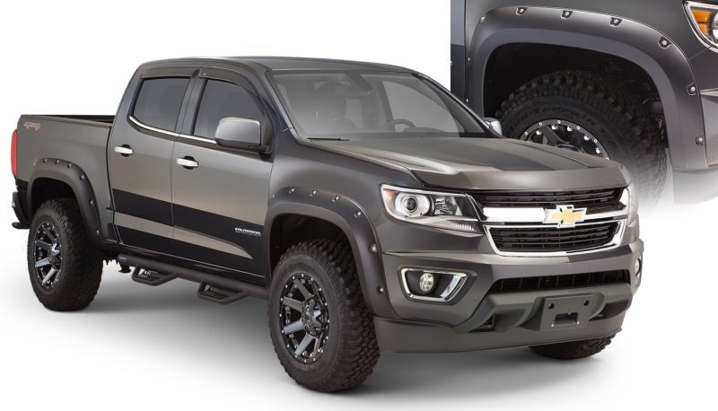 Bushwacker 15-18 Chevy ado Fleetside Pocket Style Flares 4pc 74.0in Bed - Black - Crew Original