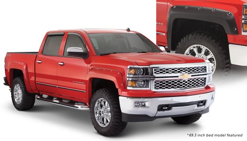 Bushwacker 15-18 Chevy Silverado 2500 HD Fleetside Pocket Style Flares 4pc 78.8/97.8in Bed - Black - Crew Original