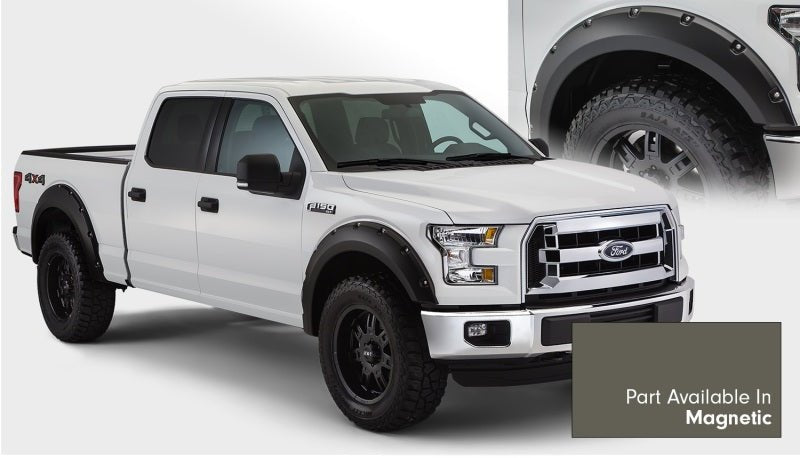 Bushwacker 16-17 Ford F-150 Styleside Pocket Style Flares 4pc 78.9/67.1/97.6in Bed - Magnetic - Crew Original